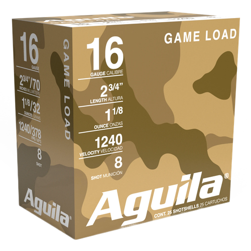 Aguila Game 16 Gauge Ammo - 2-3/4" | 8 11/8 oz | #8 Shot | 25rd Box