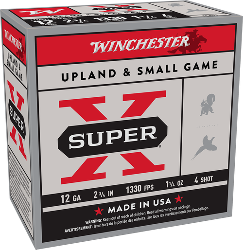 Winchester Super X Game Load High Brass 12 Gauge Ammo - 2-3/4" | 1 1/4 oz | #4 Shot | 25rd Box (X124)