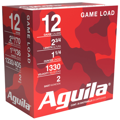 Aguila Game Load 12 Gauge Ammo - 2-3/4" | 1 1/4 oz | #2 Shot | 25rd Box