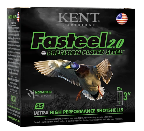 Kent Fasteel 2.0 12 Gauge Ammo - 3" | 1 1/4 oz | #2 Steel Shot | 25rd Box