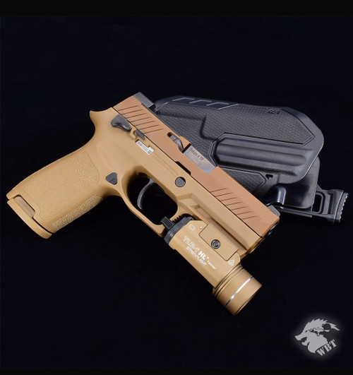 Sig Sauer P320 M18 in Coyote Tan with Streamlight TLR-1 HL in FDE and Blackhawk Omnivore Holster in Black