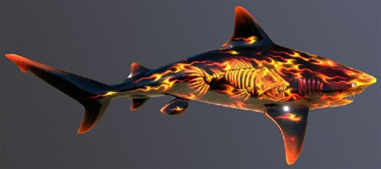 67 Inch Skeleton Fish Flamed Hot Rod Shark Half Sided Mount Replica