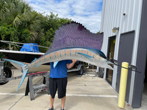 112 Inch Pacific Sailfish Fish Mount Replica - Side View