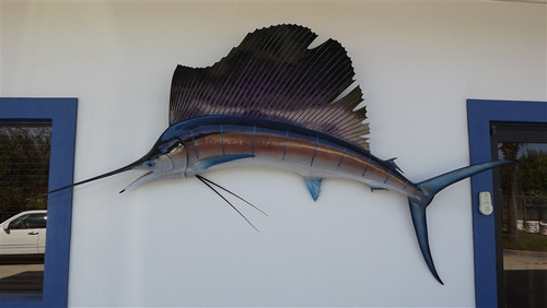 109 Inch Pacific Sailfish Fish Mount Replica Reproduction For Sale