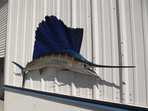 84 Inch Sailfish Half Sided Fish Mount Replica Reproduction