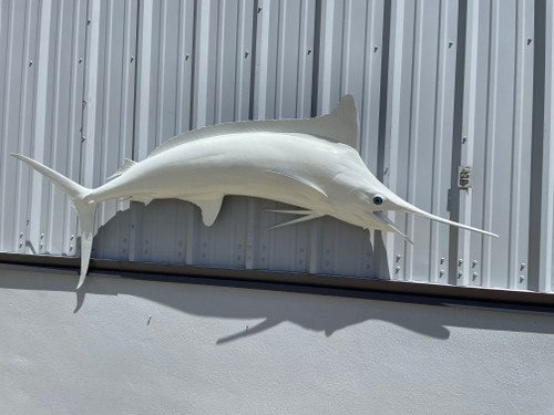 In Stock Gloss White 89 Marlin Fish Mount - Head View