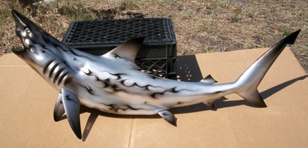 47 Inch Blue Flamed Hot Rod Shark Half Sided Mount Replica