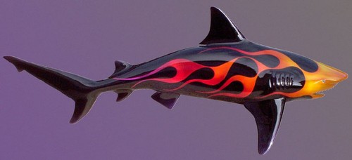 67 Inch Old Skool Flamed Hot Rod Shark Half SidedMount Replica