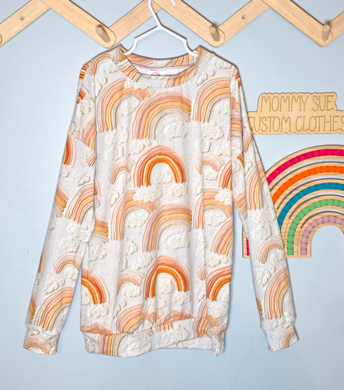 Beige Rainbows Lounge Top size 7 Long sleeves