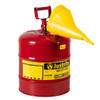  Justrite 7150110 5 Gallon Galvanized Steel Type I Red Safety Can With Funnel