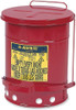 Justrite 09300 Red Galvanized Steel Oily Waste Safety Can - 10 Gallon Capacity