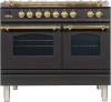 ILVE UPDN100FDMPM 40" Nostalgie - Dual Fuel Range with 5 Sealed Brass Burners - 3.55 cu. ft. Oven