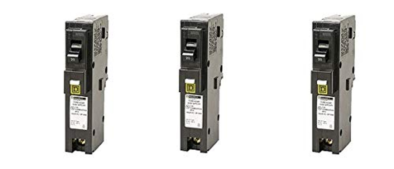 Square D by Schneider Electric HOM120PCAFIC Homeline Plug-On Neutral 20 Amp Single-Pole CAFCI Circuit Breaker, (3-(Pack))