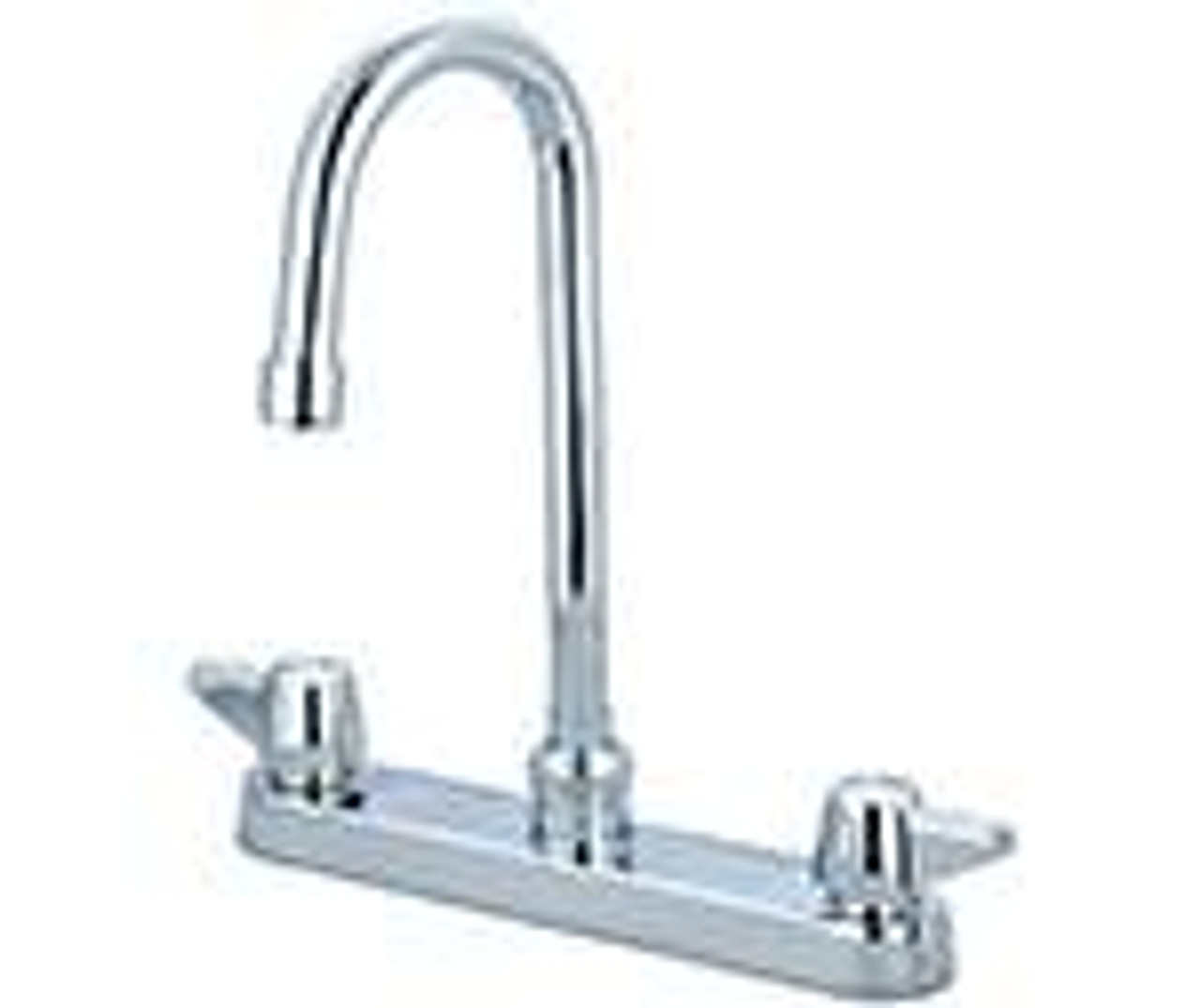 CENTRAL BRASS 0122-GSA KITCHEN-TOPMOUNT 8" TWO CANOPY HDLS 4-3/32" GOOSENECK SPT-PVD PC (POLISHED CHROME FINISH)