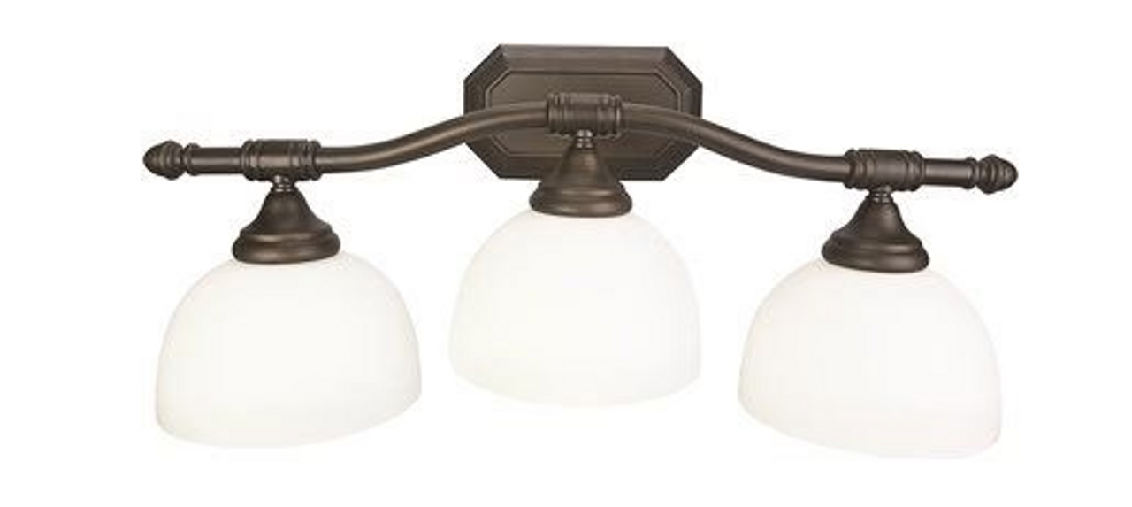 Monument 3-Light Decorative Vanity Fixture White Etched Opal Glass 24-3/8 X 10-1/2 X 8-5/8 Inch Oil Rubbed Bronze 3557937