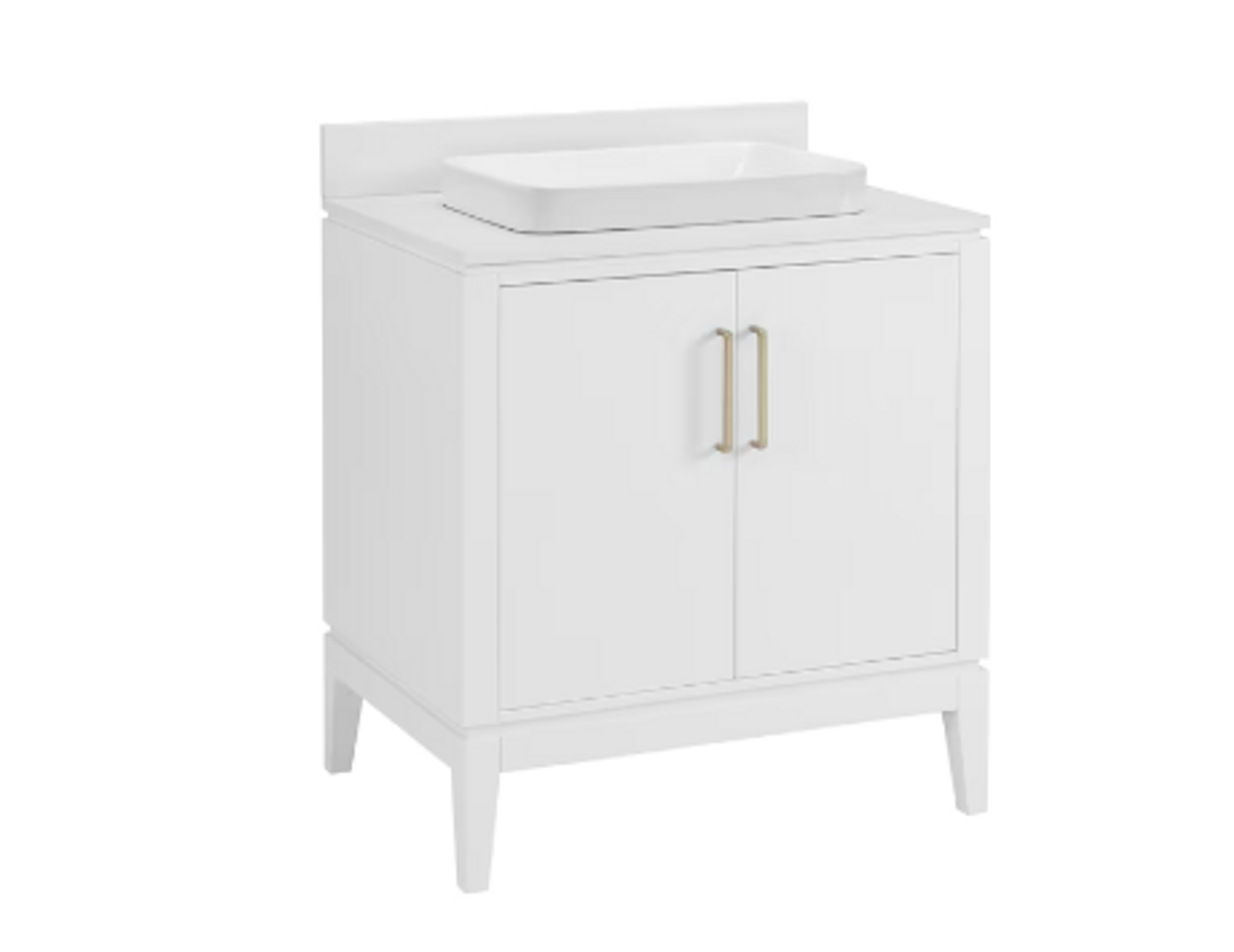 allen + roth Greer 30-in White Semi-recessed Single Sink Bathroom Vanity with White Engineered Stone Top 2694487