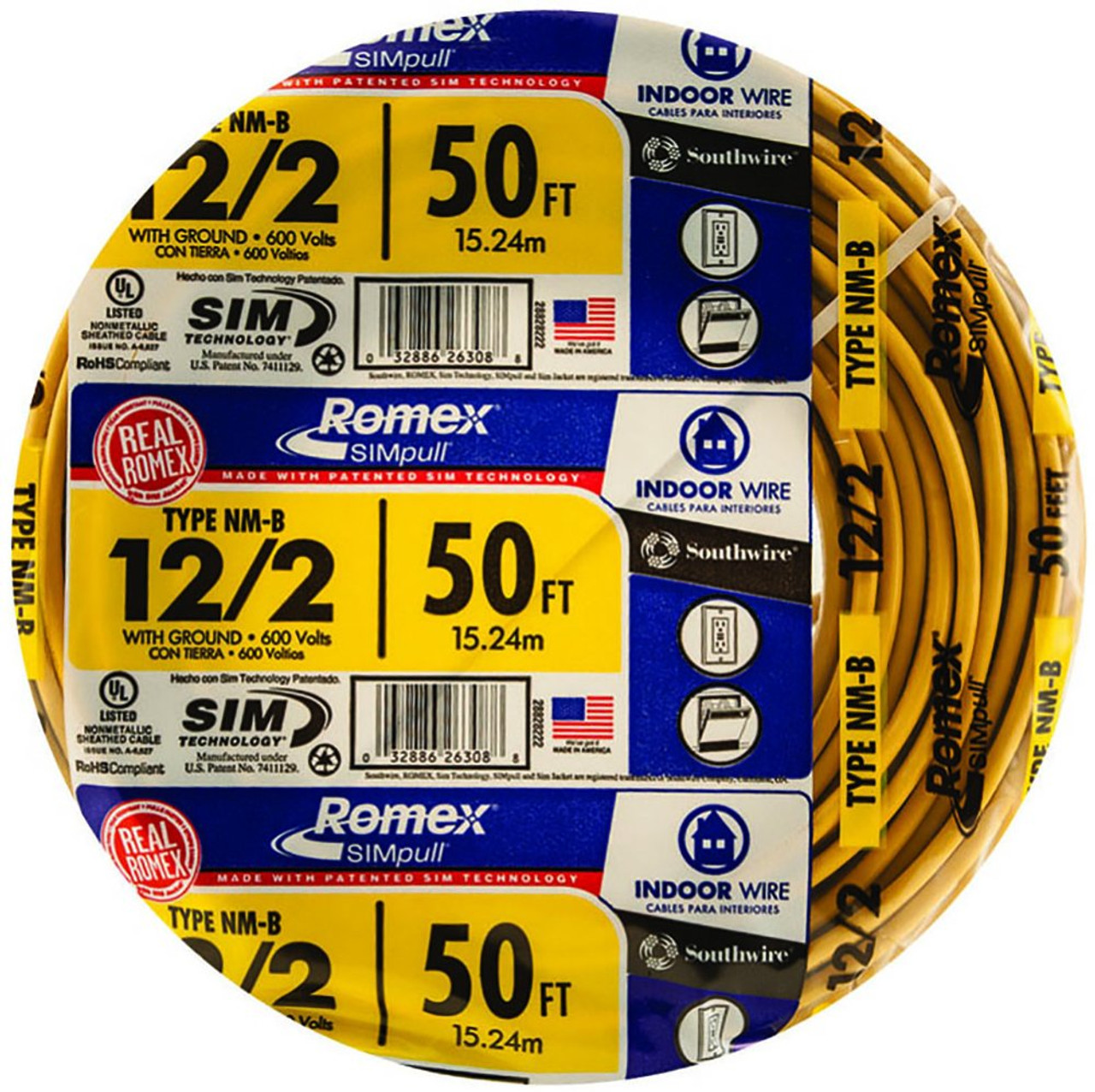 Romex Brand Simpull NM-B 12/2 With Ground  600 Volts 50 Feet