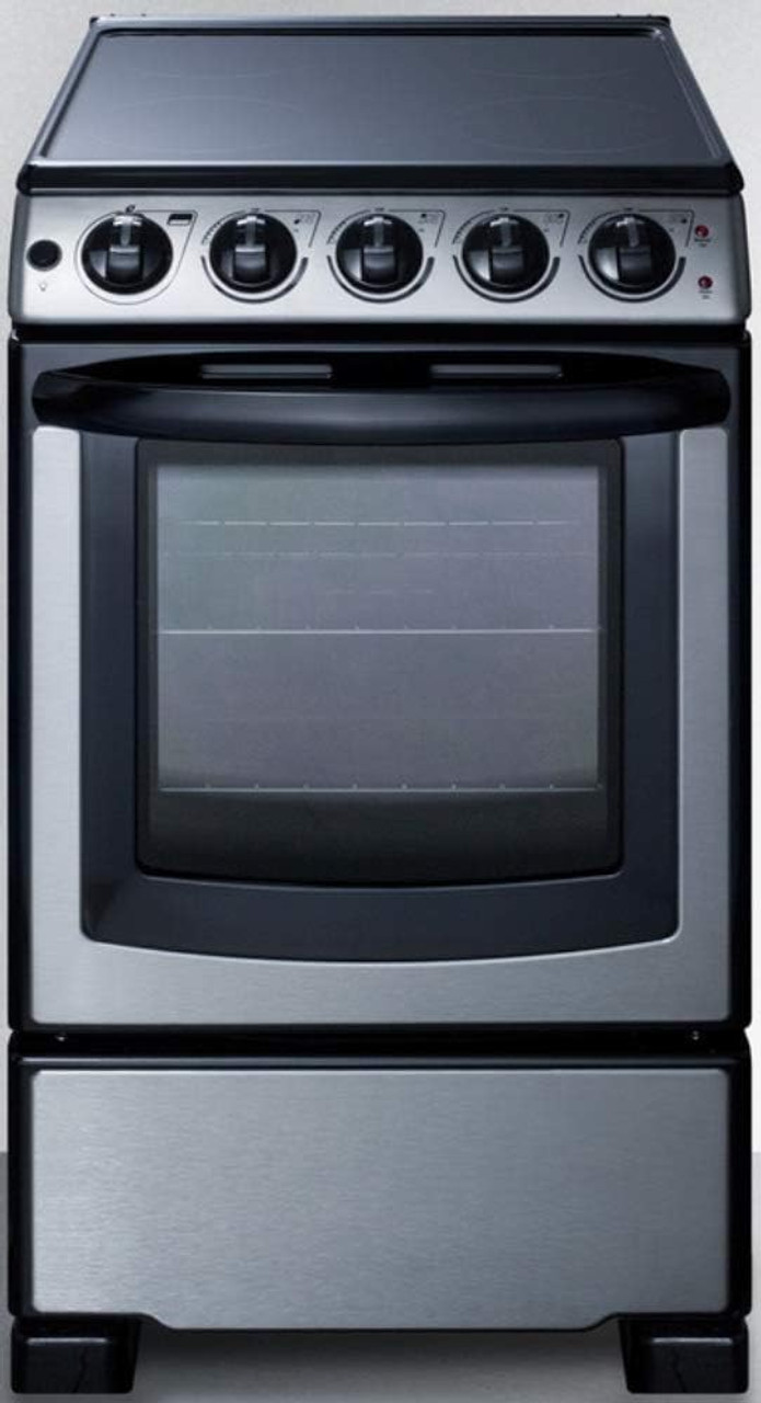 Summit REX2071SSRT 20" Wide Slide-In Look Smooth-Top Electric Range in Stainless Steel with Oven Window, Adjustable Racks, Hot Surface Indicator, Indicator Lights, Upfront Controls(Scratch and Dent)