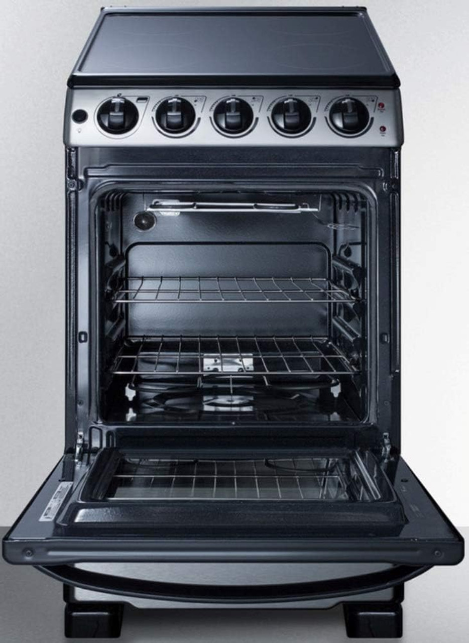 Summit REX2071SSRT 20" Wide Slide-In Look Smooth-Top Electric Range in Stainless Steel with Oven Window, Adjustable Racks, Hot Surface Indicator, Indicator Lights, Upfront Controls(Scratch and Dent)