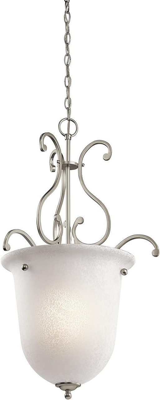 Kichler 43229NI Camerena 1-Light Foyer Pendant, Brushed Nickel Finish with White Scavo Glass (By the Pallet| 12 Pieces)