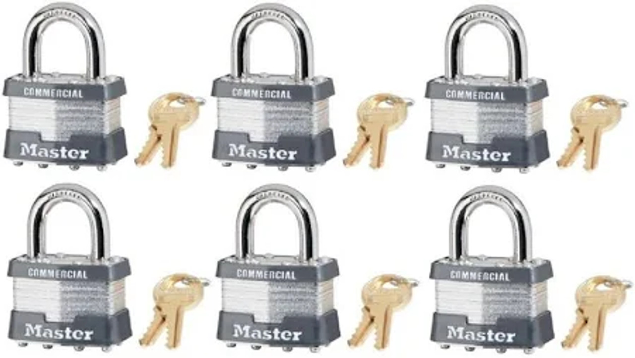 Master Lock 1KA 2035 Laminated Steel Padlock, No.1 1-3/4 in. (6-Pack)