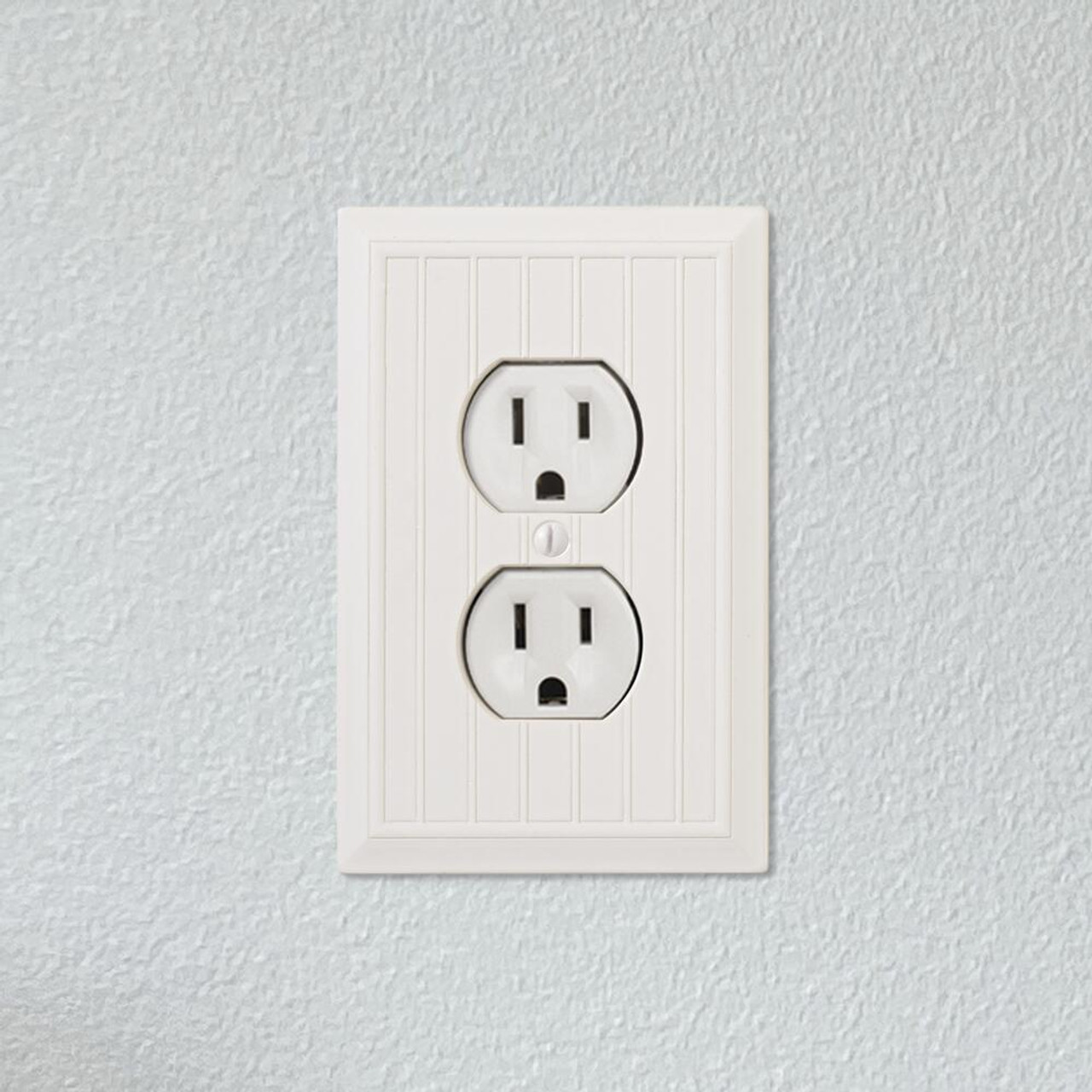 Questech Weybridge Cast Stone Cottage Single Duplex Outlet Polished White Wall Plate