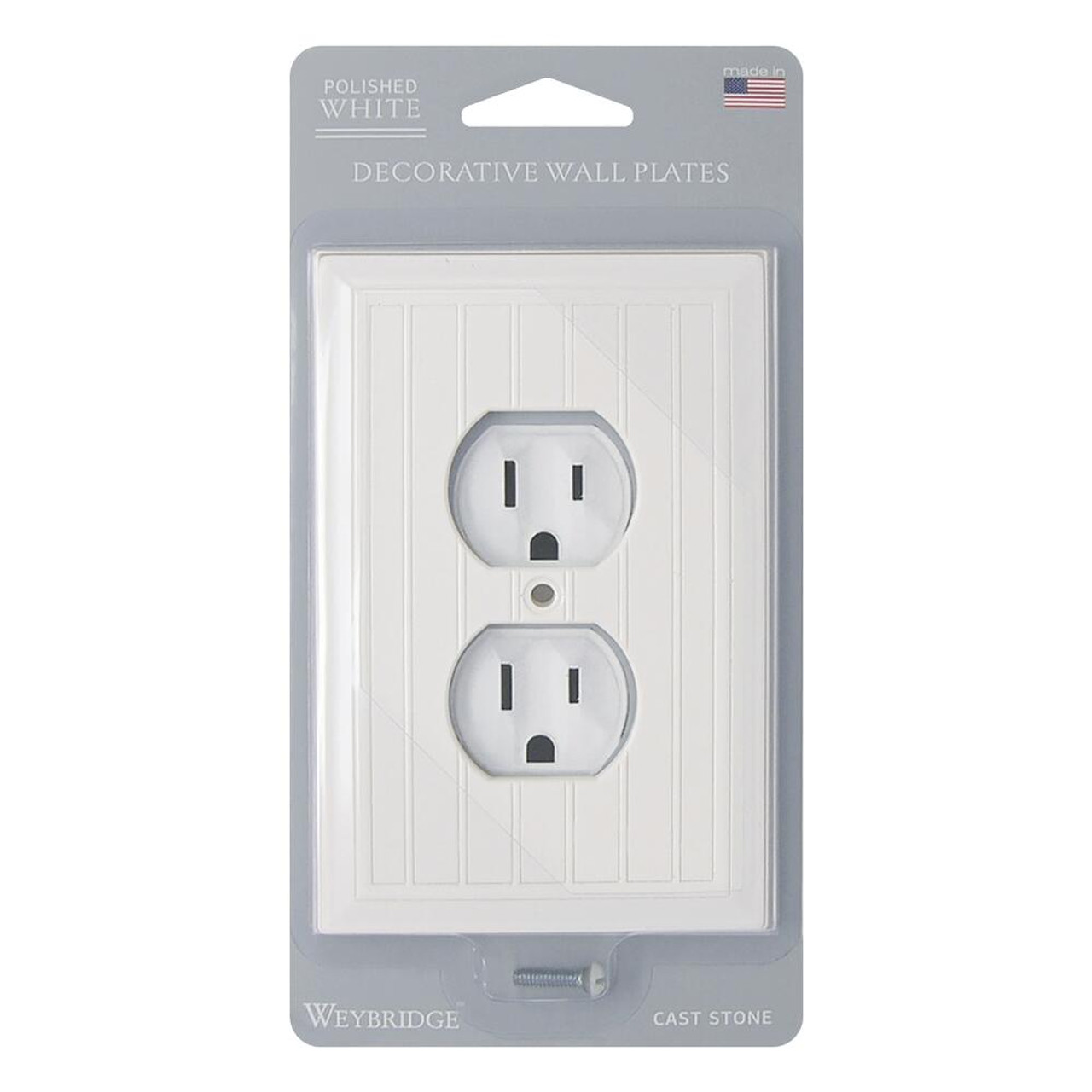 Questech Weybridge Cast Stone Cottage Single Duplex Outlet Polished White Wall Plate