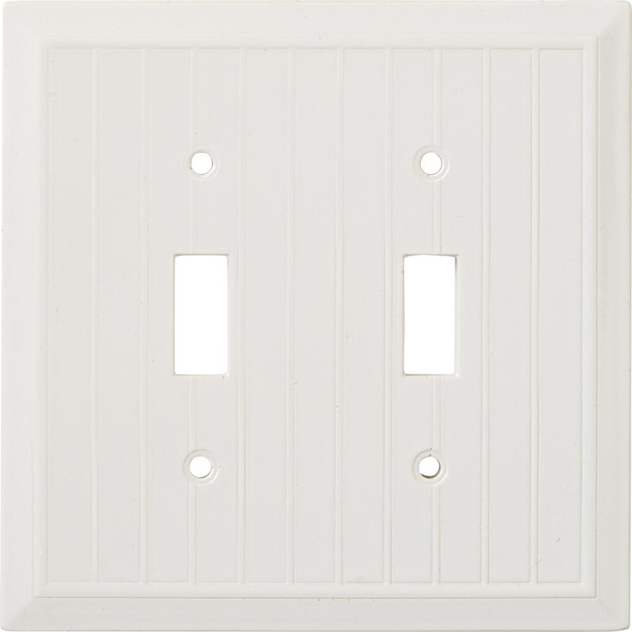 CWP1404-13M Questech Cast Stone Cottage Double Toggle Polished White Wall Plate |12 Pack|