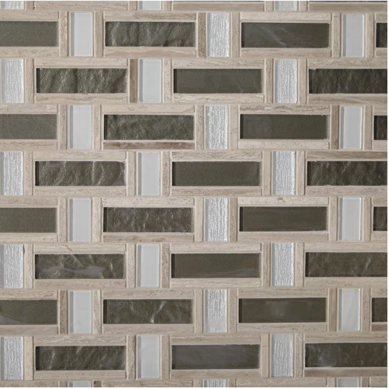 Greystone 12x12 Stone and Glass Mosaic |By the Piece|