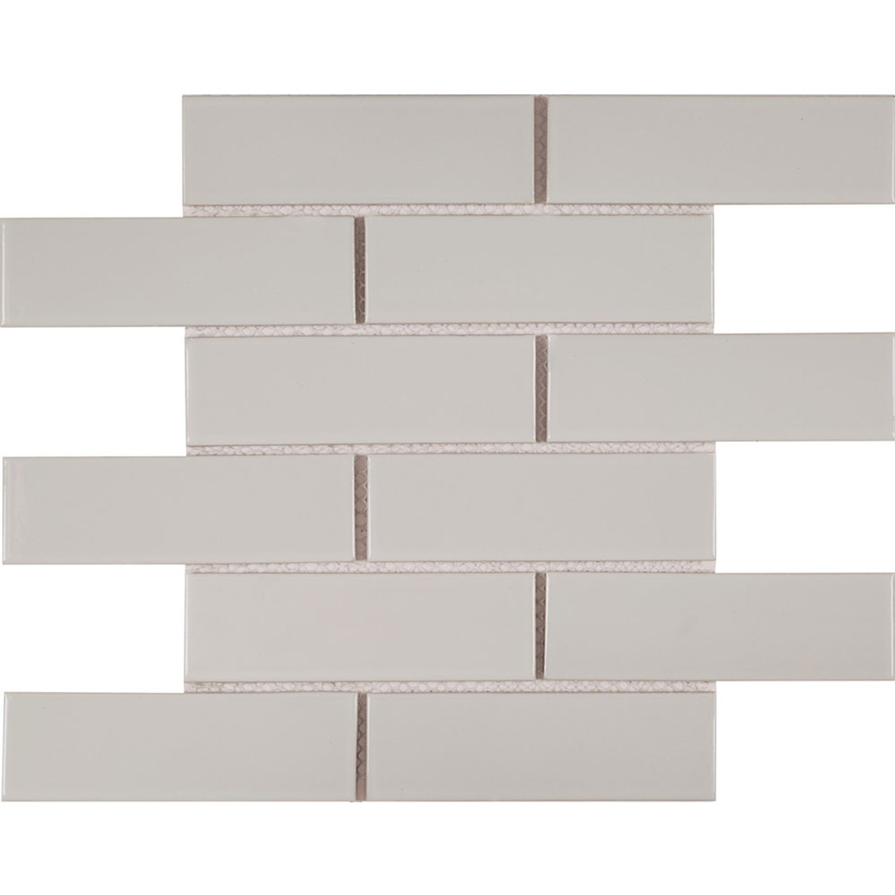 Foundation Gray 2x6 Bricklay Mosaic White