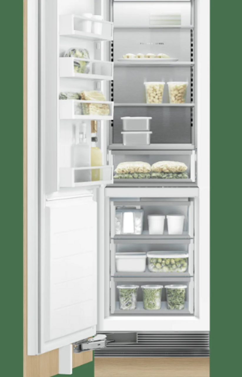  Finish: Panel Ready Internal View Line Drawing Fisher and Paykel 24 Inch Wide 11.9 Cu. Ft. Capacity Energy Star Rated Upright ActiveSmart Freezer 