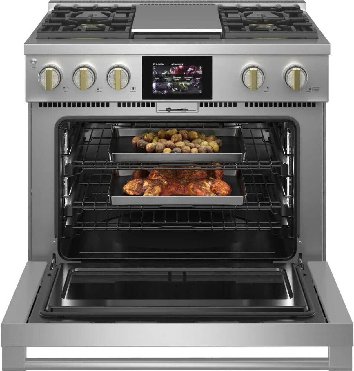 Monogram 36" Dual Fuel Range with 4 Burners and Griddle - ZDP364NDTSS