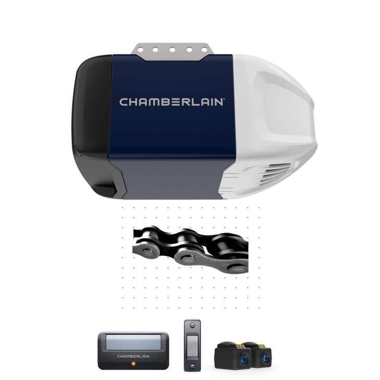 Chamberlain D2101 Garage Door Opener 1/2 HP Heavy-Duty Chain Drive w/ Safety-Sensor