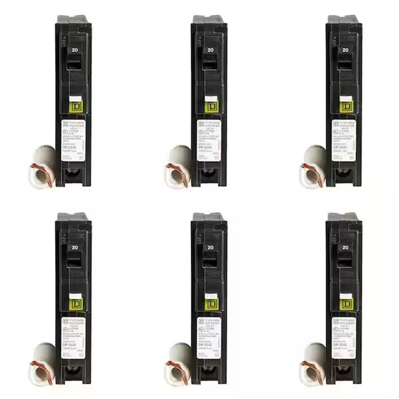 Square D Homeline 20 Amp Single-Pole Combination Arc Fault Circuit Breaker (6-Pack)