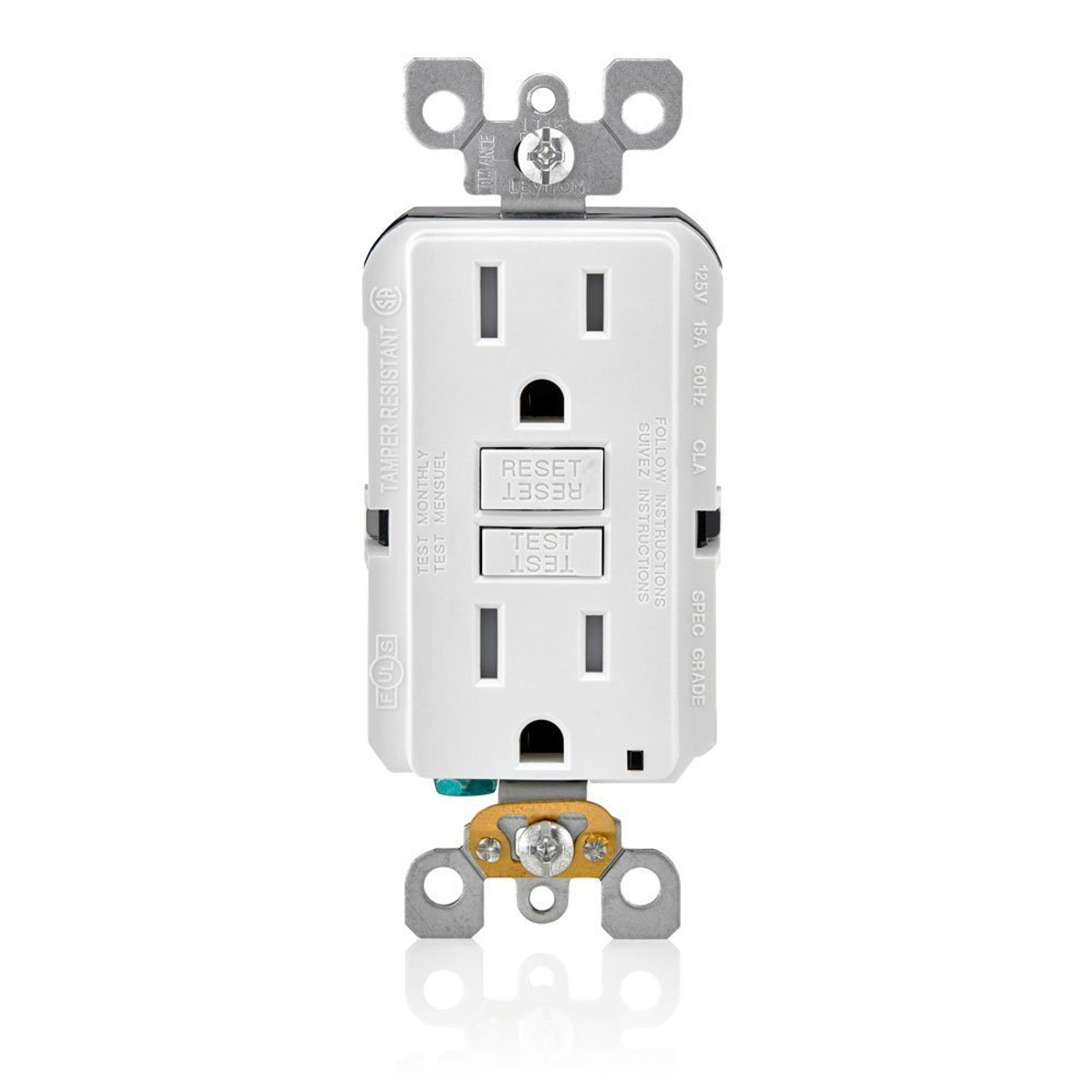 Leviton GFTR1-3W SmarTest Self-Test SmartlockPro Slim GFCI Tamper-Resistant Receptacle (3-Pack)