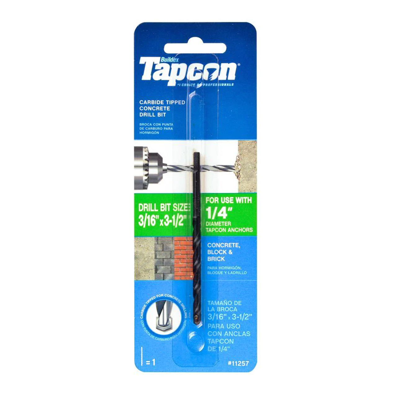 Tapcon 3/16 in. x 3-1/2 in. Steel Carbide Tip Masonry Drill Bit (10-Pack)