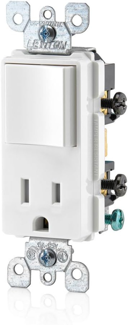 Leviton T5625-W Decora Combination Switch and Tamper-Resistant Receptacle, White | 10 Pack| 