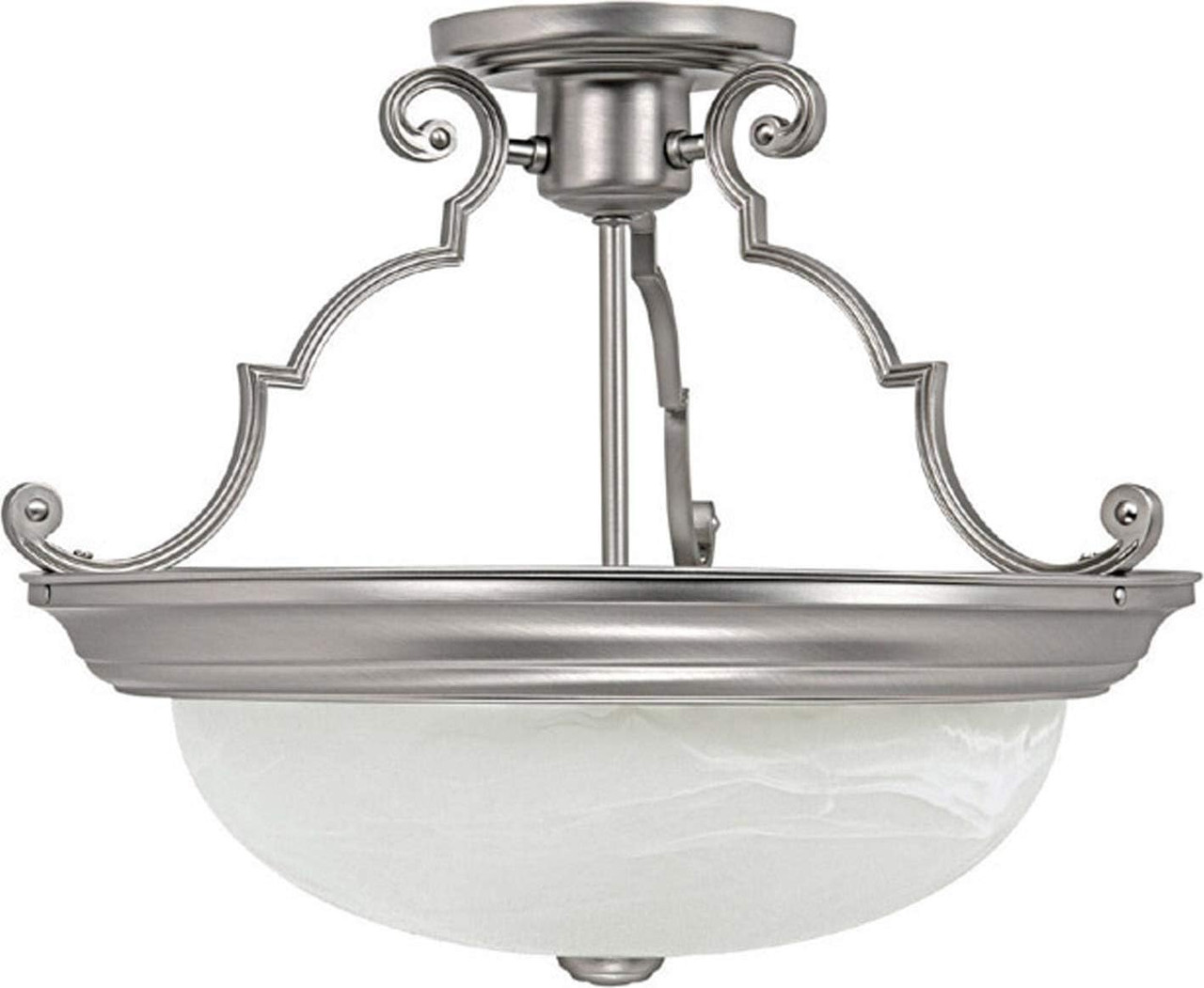 Capital Lighting 2717MN Semi Flush White Faux Alabaster Glass Semi Flush Ceiling Light Fixture
