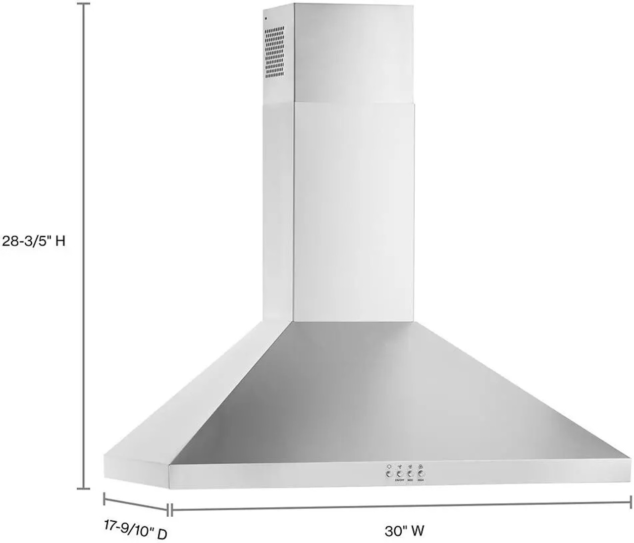 Whirlpool WVW53UC0LS 30 in. 400 CFM Chimney Wall-Mount Range Hood with light in Stainless Steel