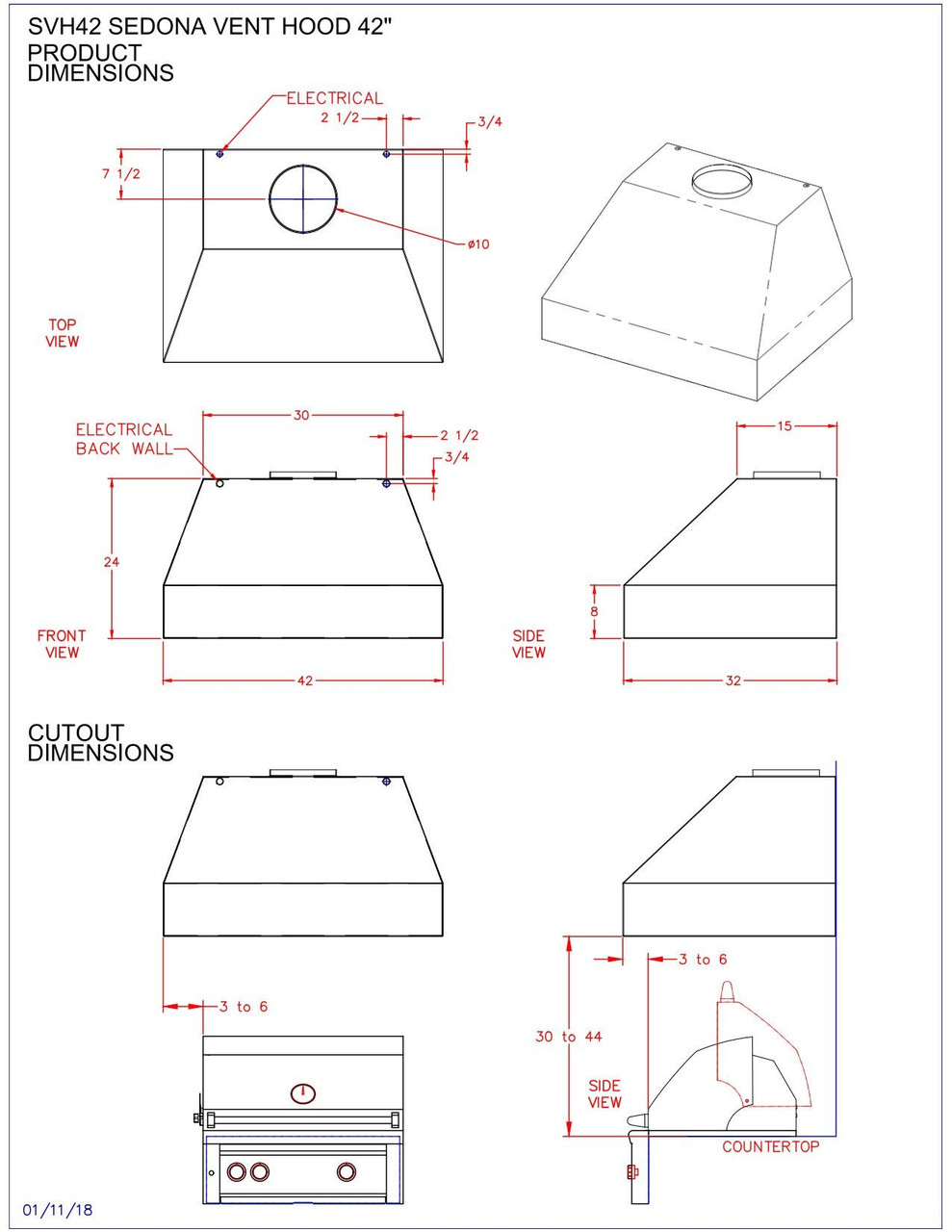 Lynx SVH42 Outdoor Vent Hood 42 Inch