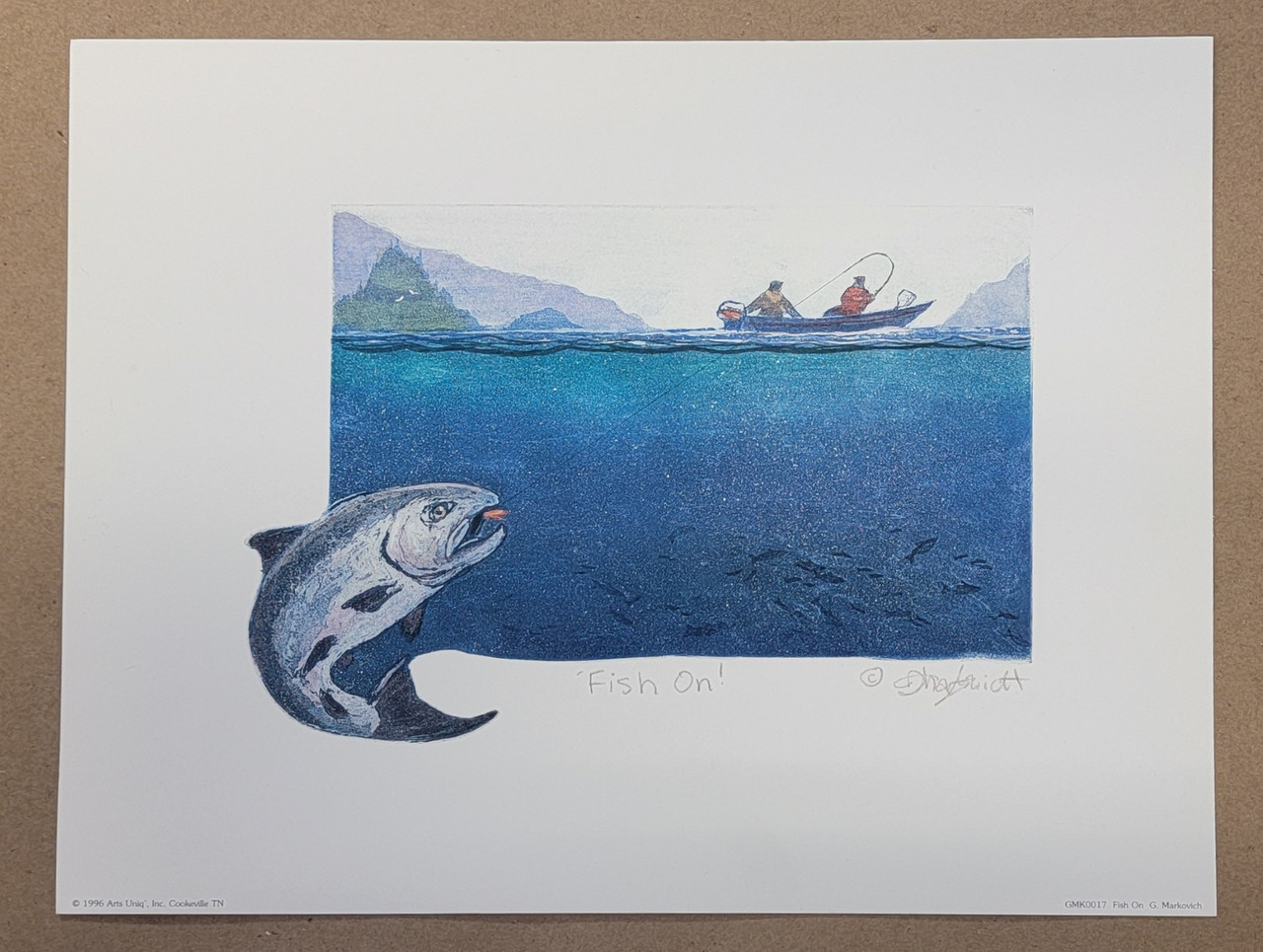 Vintage Art Print- Fish On!- Signed by G. Markovich |By the Case- 100|