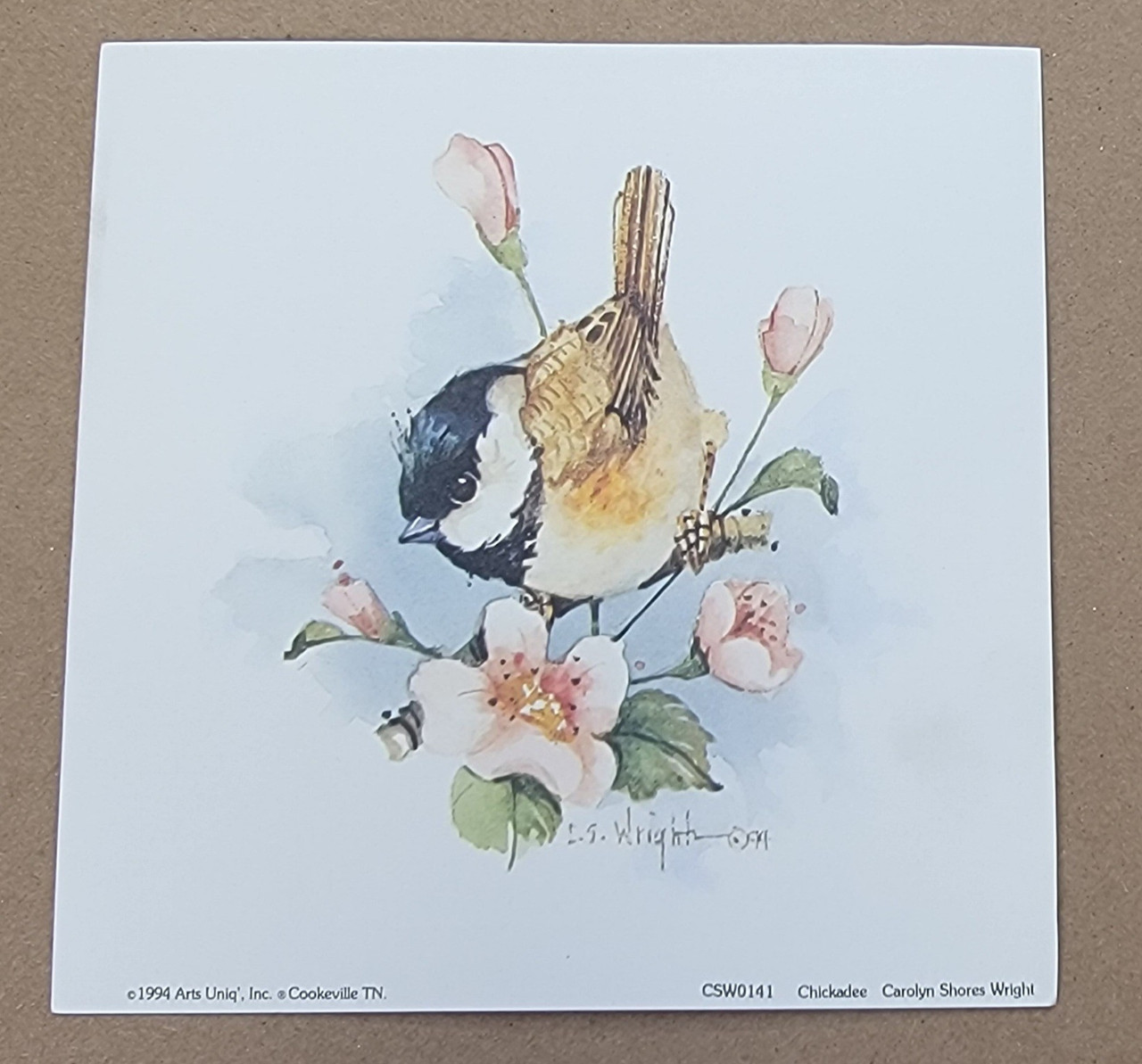 Vintage Art Print- Chickadee- Signed by Carolyn Shores- Wright |By the Case- 200|