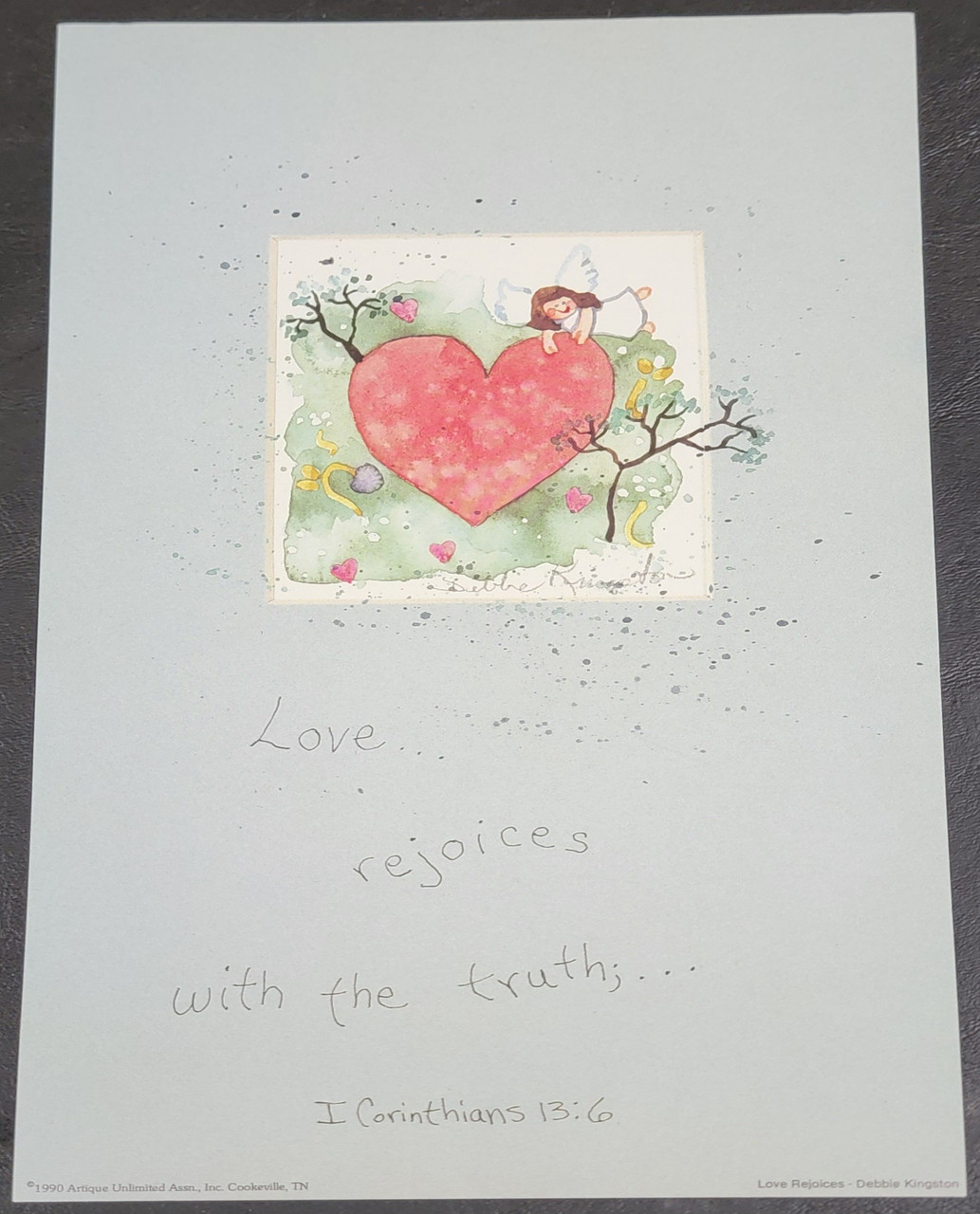 Vintage Art Print- Love Rejoices- Signed by Debbie Kingston| By the Case-100|