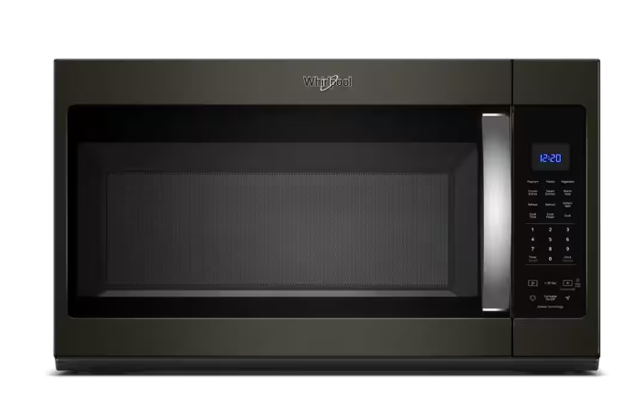 Whirlpool 1.9 cu. ft. Over the Range Microwave in Fingerprint Resistant Black Stainless with Sensor Cooking