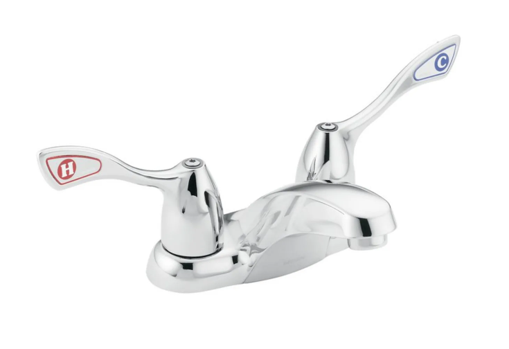 Moen 4 in. Centerset 2-Handle High-Arc Bathroom Faucet in Chrome