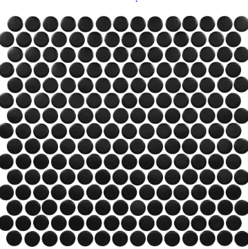 11x10 Restore Black Penny Round Glazed Ceramic Mosaics