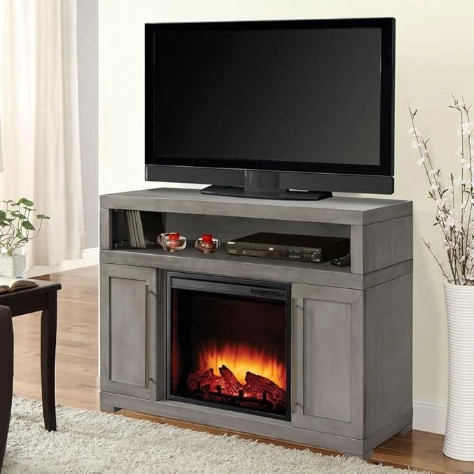 MACKENZIE 48" MEDIA FIREPLACE - LIGHT WEATHERED GREY