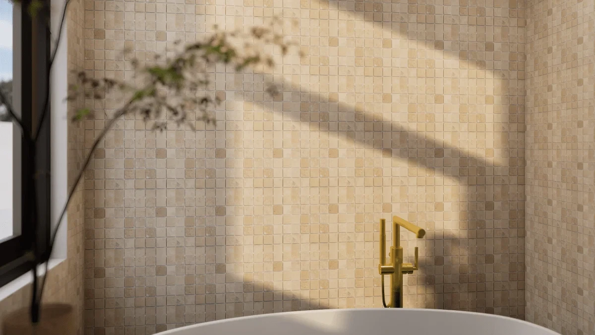 BERKSHIRE CREMA 2X2 TUMBLED MARBLE MOSAIC