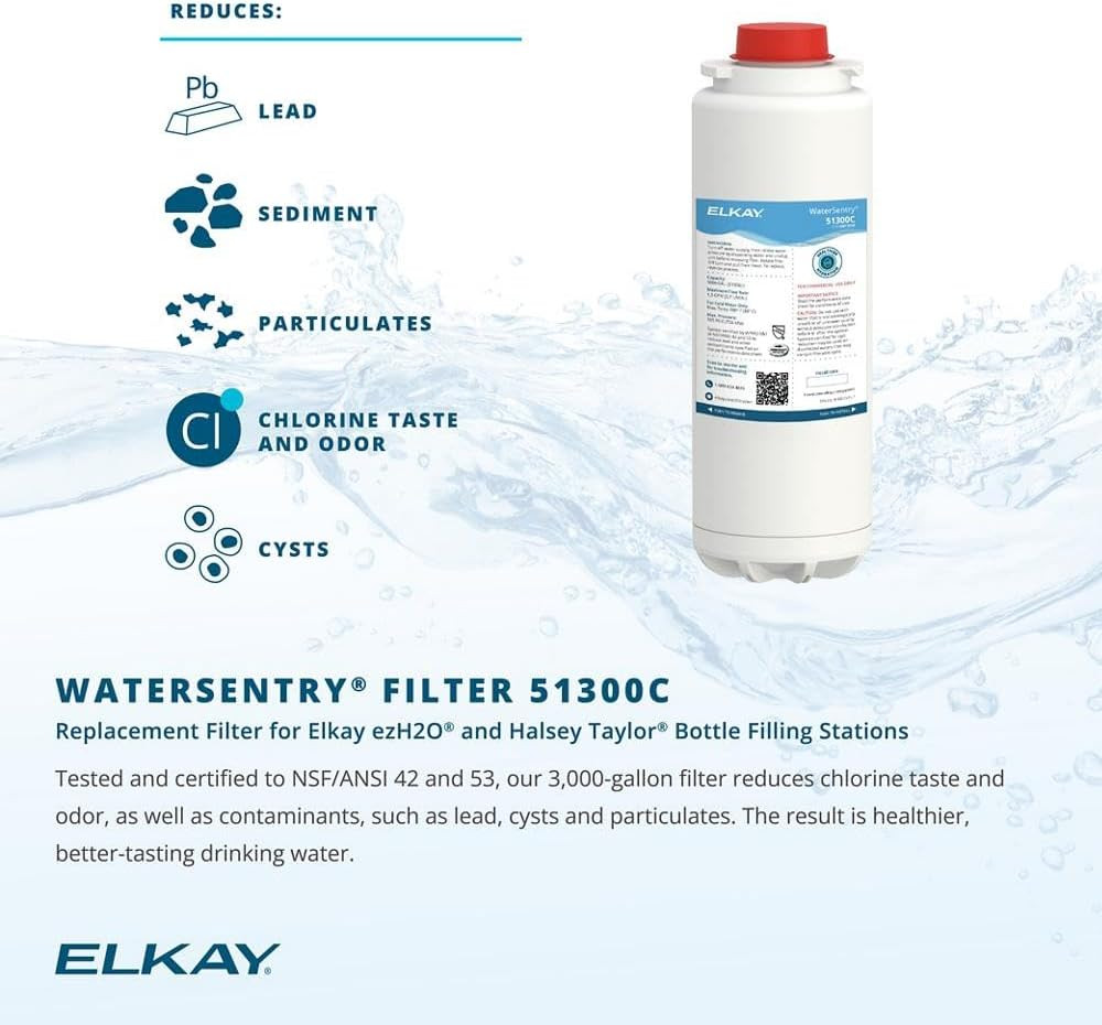Elkay LZS8WSLK ezH2O Bottle Filling Station and ADA Cooler, Filtered, 8 GPH