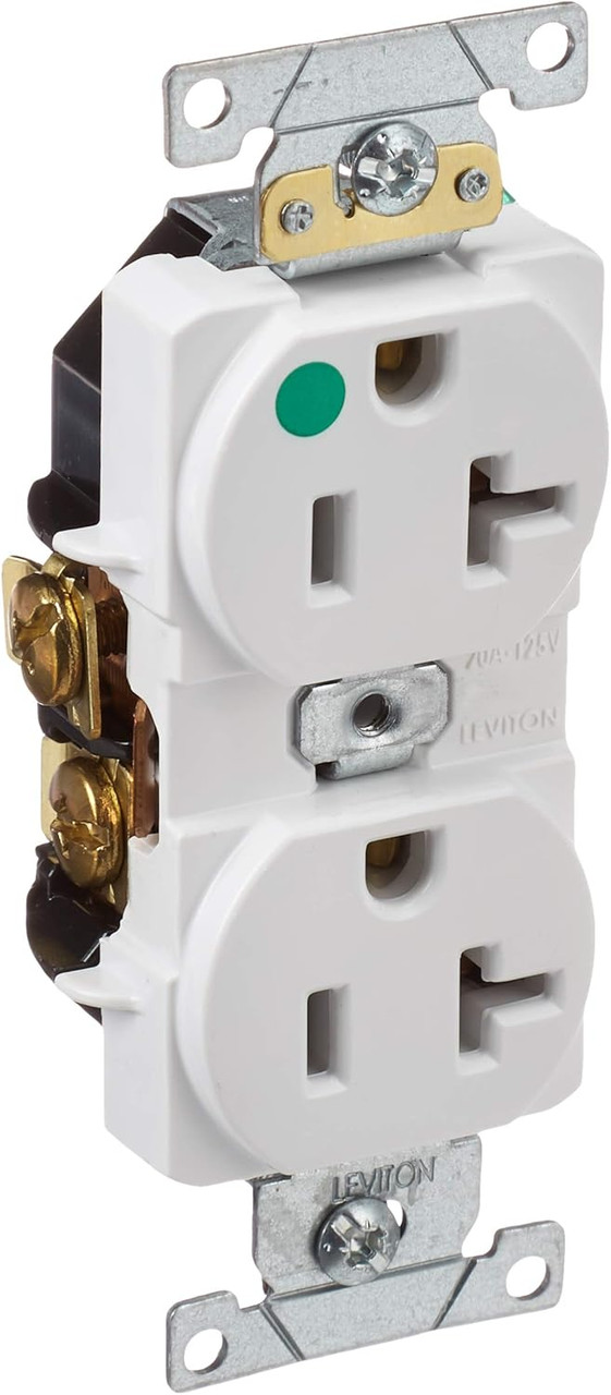 Leviton Duplex Receptacle, Hospital Grade, 20A 125V, White (50-Pack)